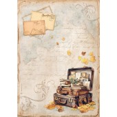 Бумага рисовая для декупажа Stamperia DFSA4948 "Чемодан с книгами", А4